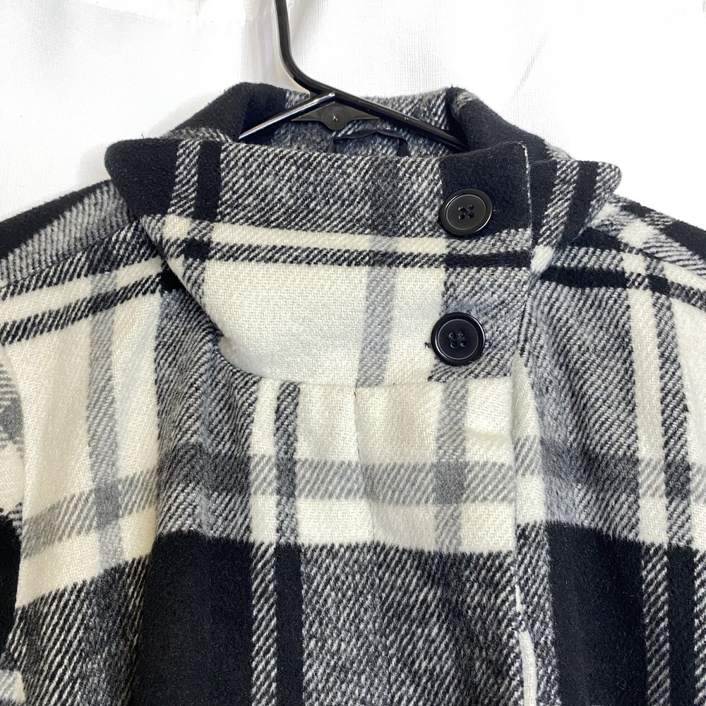 AVA & VIV Plaid Black White Flannel Button Fly Front Women's Coat‎ XL Lined - Picture 2 of 7